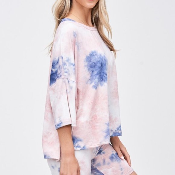 Tie Dye Biker Short/T-Shirt Loungewear Combo - Picture 2 of 7